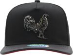 Baseball Cap Rooster Embroidered Design - Black