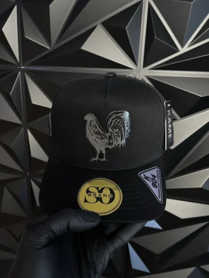Gorra Gallo Fino Estilo Belico Placa Negra Acrilica Rooster Hat Snapback New